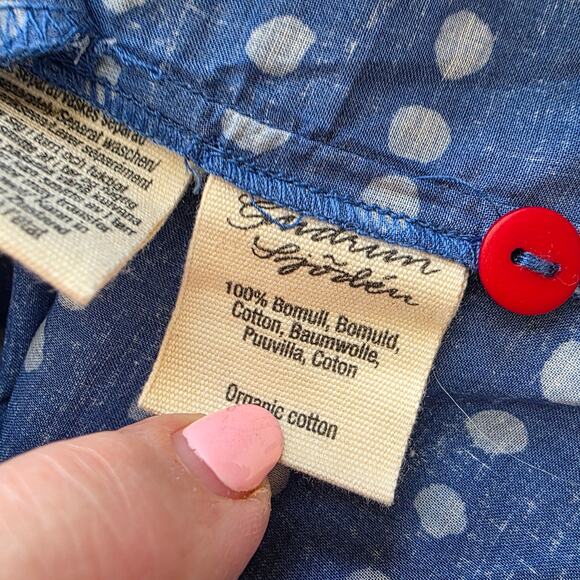 Gudrun Sjöden Women Organic Cotton Polka Dot Button Front Tunic Top‎ Size M Blue - Picture 6 of 6